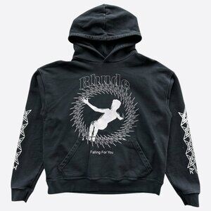 Rhude Black & White Falling For You Logo Hoodie
